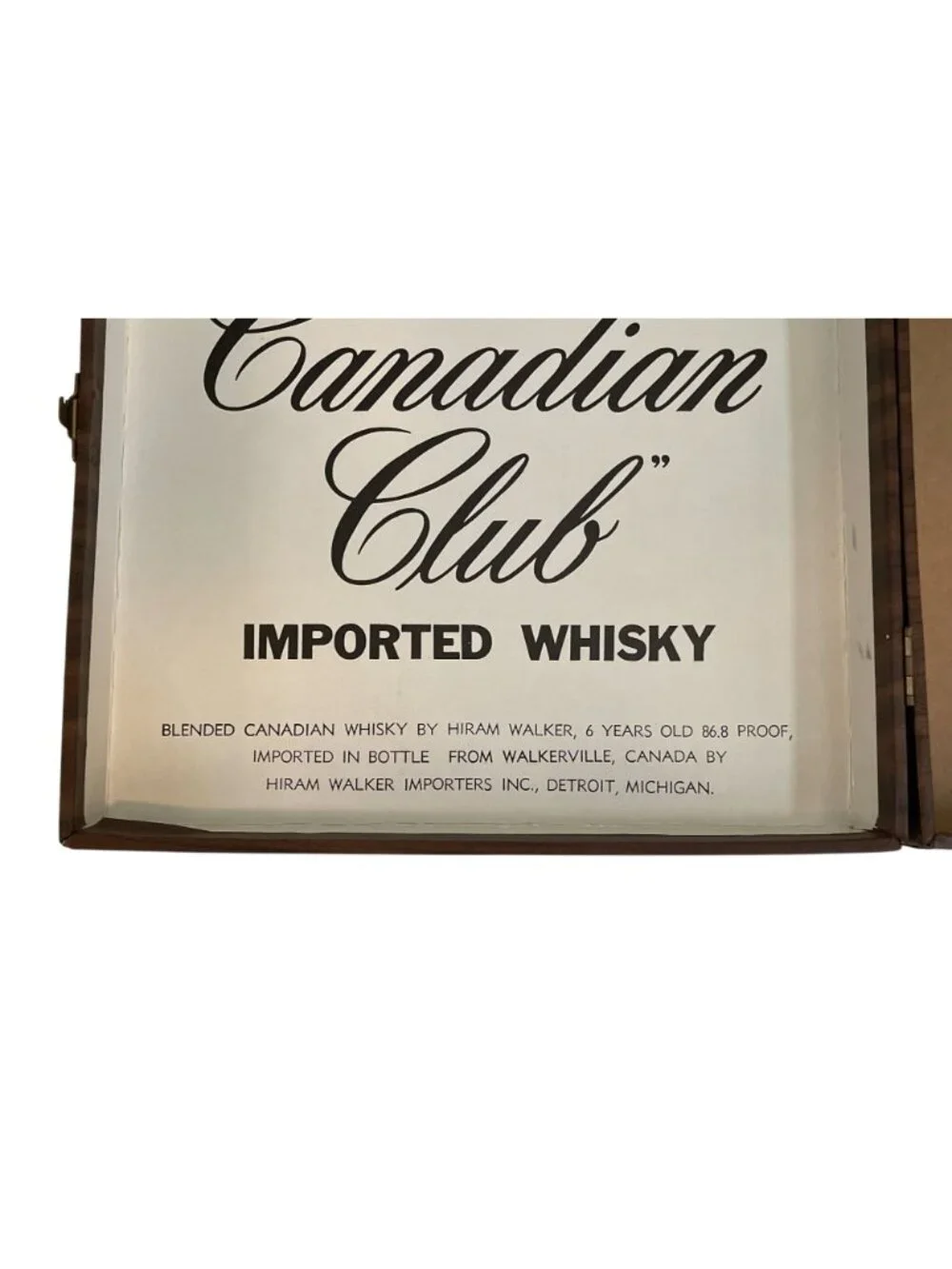 Vintage Canadian Club Whisky Hiram Walker Faux Wood Gift Box Hinged 12